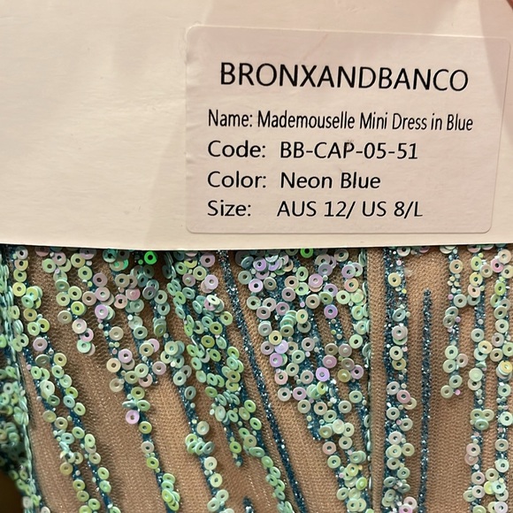 Bronx & Banco Mademoiselle Blue Sequin Mini Dress - Picture 7 of 7